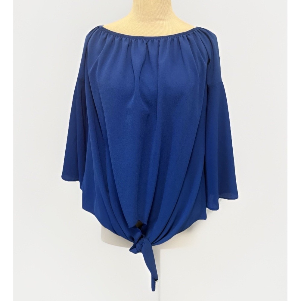 Lucky Me Blouse Size XL Blue‎ Off-the-shoulder Stretchy Knit Top Shirt